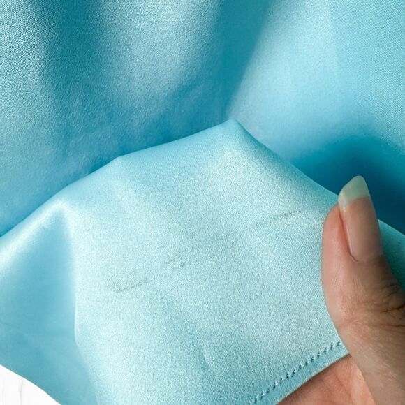 Vintage Y2K Pastel Blue Strapless Floral Beaded Satin Maxi Prom Dress Size S - Picture 14 of 14